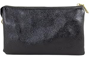 JEN & CO. Small Crossbody Bags for Women - Wristlet Purses for Women Clutch Bag Riley 3 Compartments (M013)