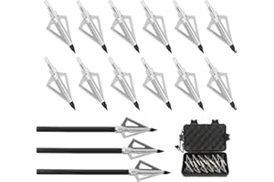 Nizirioo Pointes de Flèches Pointe à Vis Pointes de Flèches 12 Pcs 100 Grains Tir à l'arc Pointes de Flèches de Chasse à l'arc avec Boîte de Rangement pour Arc à Poulies Arbalète Arbalètes Chasse