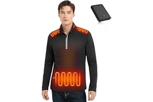 FERNIDA Herren Beheizbare Shirt, Fleece Beheizte Half Zip Pullover mit Power Bank, 3 Stufen Temperatur für Herbst Winter Warm
