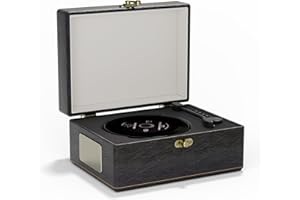 Yintiny Retro Portable CD Player with Bluetooth Connection, Leather Look