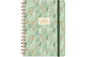 Finocam - Agenda Espiral 2026 Semana Vista Horizontal | Enero - Diciembre (12 meses) | Agenda Anual 2026 con goma elástica | Tapa Dura You - Trigo - Español