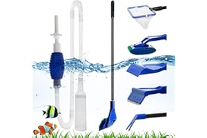 CRESBEL Kit de Nettoyage 5 en 1 pour Aquarium - Nettoyeur Gravier pour Aquarium, d'eau D'aquarium Nettoyeur D'aquarium, Kit Nettoyage Multifonction Gravier pour Le Nettoyage, Grattoir à Algues