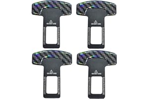 BSNRDX Hebilla del Cinturón de Seguridad 4 pcs Tapón de la Alarma del Asiento, Universal Clips de Cinturón de Seguridad, Aluminio Clip de Cinturón de Seguridad Negro