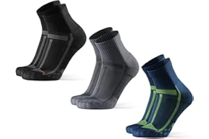 DANISH ENDURANCE 3 Paar Quarter Laufsocken,Knöchelhohe Sportsocken für lange Distanzen, Leichte Kompression, Atmungsaktiv & Gepolstert, Schweißableitend, Unisex, Damen & Herren