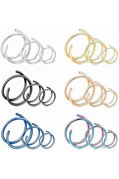 Anelli Al Naso Doppi 20G - Acciaio Inox 316L, 8mm E 10mm, Per Piercing Narice