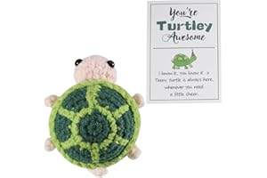 iewrtcin Funny Positive Animals Turtle Crochet, 2.95 Inch Creative Worry Dolls with Affirmation Cards, Wool Knitted Emotional Support Plush Gift for Birthday Party Decoration