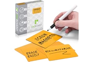 2DOBOARD Etichette Magnetiche Scrivibili - 7,5 x 7,5 cm Arancione - 25 pezzi – Scrum Cards - Kanban Board, Scrum Board o Lavagna Magnetica per Frigorifero (Arancione)