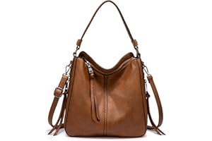 Realer Women Handbags Fashion Hobo Bags Faux Leather Long Strap Shoulder Bag Ladies Large Tote Bag Cross body Bag for Work Business School College Travel Brown