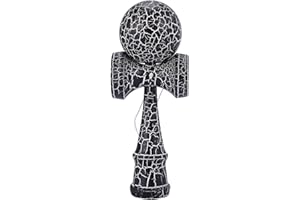 Wisboey Jouet en Bois Sports de Plein Kendama Toy Ball Enfants et Adultes Sports de Plein Ball Crack Beech Wood Colorful Design Noir et Blanc