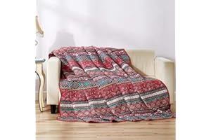 Qucover Colcha para Cama 80/Cama 90,bouti de piqué cubrecama de Bohemio 100% Algodón,Manta de Verano