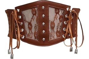 HANERDUN Gorset damski elastyczny pasek Tied Waspie, regulowany, średniowieczny, sznurowany pasek, retro, na wesela, imprezy