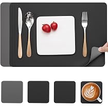 Set De Table Et Dessous De Verre En Simili Cuir - Lot De 4 - Antidérapant, Lavable, Résistant à La Chaleur - Gris Beige