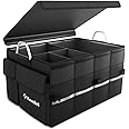 Knodel Car Boot Organiser, Heavy Duty Car Boot Storage with Foldable Cover, Collapsible Car Boot Tidy, Non-Slip Tidy Boot Bag for All Vehicles（XL, Black)