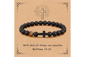 YOTHIWAD Christian Bracelet for Men Women,Natural Stone Bracelets with Inspirational Card Faith Cross Bracelet Birthday Christmas Gifts for Men Women