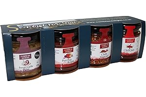 Friendly Food and Drink/Cumbrain Delights Cumbrian Delights Hot Taster Gift Box, Includes Jam, Relish, Pickle & Mustard, Handcrafted in the Lake District, No Flavourings & Additives, Nut & Gluten Free