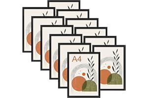 Ditwis 12 Pezzi di Cornice A4, Cornice Nera per 21x29,7 cm Certificati, Foto, Disegni dei bambini e Documenti, Portafoto adatta per Soggiorno, Camera da Letto e Ufficio