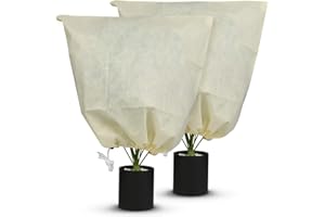 MIXC 2 Packs Plant Fleece Frost Protection Covers, 60X60 CM Garden Fleece Frost Protection, Frost Protection for Outdoor Plants Potted Fruit Trees