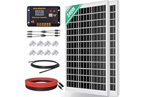 ECO-WORTHY Monokrystaliczny panel słoneczny, ogniwo słoneczne 240 W, zawiera moduł solarny 12 V + regulator ładowania solarnego 30 A + kabel solarny 5 m + klamry mocujące Z do kamperów, przyczep