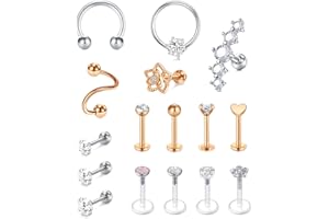 Rajnard Piercing Helix Tragus Cartilago Tragus 16G Acero Inoxidable Diamante CZ Joyas Mujeres Piercing Pendientes para Mujer Hombre Joyas para el Cuerpo