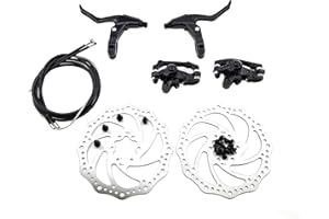 Azatemgo Kit de freno de disco de bicicleta de 160 mm para freno delantero y trasero, juego de discos de freno y palancas de freno, Metal Plástico, negro