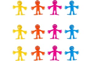 SHATCHI 12Pk Stretchy Men Assorted Party Bag Fillers for Kids Birthday Party Unisex Strechy Smile Men Toys Ideal for Classroom Gifts Lucky Dip Prizes Giveaways Pinata Stocking Favours for Boys & Girls