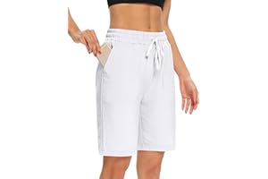EUHOM Shorts Damen Sommer Bermuda Shorts Casual Kurze Hose Sportshorts Baumwolle Kurz Sporthose Jogginghose Knielang Yoga Running mit Taschen
