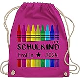 Geschenk mit Namen personalisiert by Shirtracer - Turnbeutel Rucksack - Schulanfang Einschulung - Regenbogen Schulkind