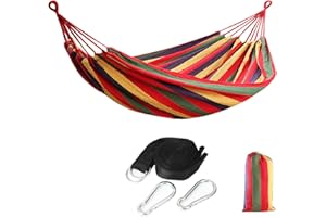 ZusFut Hamaca Colgante| Extra Larga Amplia Hamaca 275x150cm / Transpirable Algodón / 200KG Capacidad de Carga/2 Cuerdas de Nylon/Multicolor| Hamacas Jardín Hamacas Colgantes (275)
