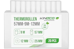 ‎KINECO Kineco Thermopapier für Kinderkamera/Kinder Sofortbildkamera (20 Rollen) Mini Drucker, Nachfüllpapier Weiß,Druckpapier für Sofortdruckkamera (57mm x 25mm x 9m)