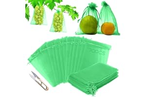 TUIBEIDAMAI Traubenschutzbeutel,70 Stück Obst Schutzbeutel mit Zugband 20x30CM,Weintrauben Schutzbeutel Zum Schutz vor Wespenfrass,Kirschessigfliege und andere Insekten,Schützen Sie das Obst (Grün)