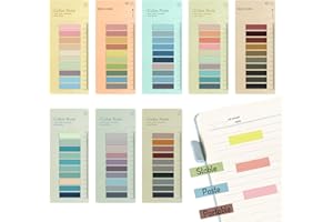 BAIYUANLI 1600 Stück Haftnotizen Tabs, 8 Stile Selbstklebend Pastell Haftstreifen, Beschriftbar PET Kleine Klebezettel, Haftmarker mit Transparentes Skalenlineal für Seitenmarkierung