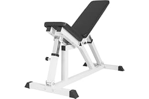 ‎GORILLA SPORTS GORILLA SPORTS® Hantelbank - Rückenlehne 7-Fach, Sitz 4-Fach Verstellbar, bis 200 kg Belastbar, Schwarz/Weiß - Trainingsbank, Negativbank, Schrägbank, Fitnessbank, Bench, Flachbank, Fitness, Zuhause