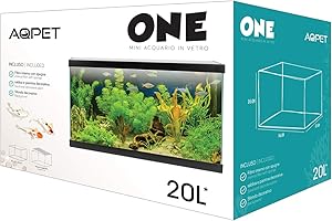 AQPET One Mini Acquario in Vetro Colore Nero 20 Litri Completo di Accessori 36x22x26h
