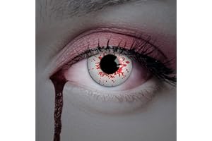 aricona Kontaktlinsen - białe soczewki roczne bez mocy - Halloween soczewki kontaktowe białe z czerwonymi efektami krwi