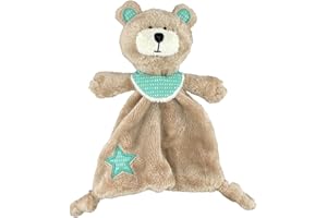 ‎BABY-NOVA BABY-NOVA Schnuffeltuch aus weichem Stoff für Babys - Schmusetuch aus Softvelours - Niedliches Kuscheltuch für Junge und Mädchen - Bär