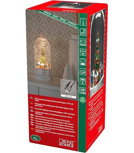 Boule à Neige Lumineuse Train Père Noël - Décoration De Noël Avec Minuterie 5h, Piles Ou USB, Konstsmide