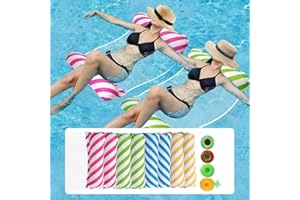 Weeupolfun Hamaca Flotante Inflable, 4 Piezas Flotadores Piscina,Hamaca de Agua,4 en 1 Tumbonas Flotantes Multiusos para Playa,Fiesta en la Piscina,Hamaca de Piscina con Portavasos