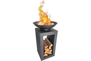 DRULINE Moderne Feuerschale – Feuerschalen für den Garten – Sicher & Stabil Feuerkorb – Feuerstelle schwarz, aus Gusseisen – Feuerstelle Outdoor – für unvergessliches Feuererlebnis