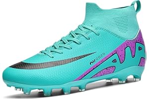 FRTUBOP Crampons de Foot Chaussures de Football pour Homme Garçon High Top Spike Crampons Professionnel Chaussures de Football Antidérapant Athlétisme Entrainement Chaussures de Sport EU33-46