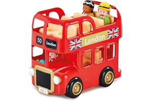 HappyLand Special Edition London Bus For Children Ages 2 Year And Over Double Decker Toy Bus Play Kids Children Little People London Bus Toy London Souvenirs Early Learning Centre Toddler (Red)