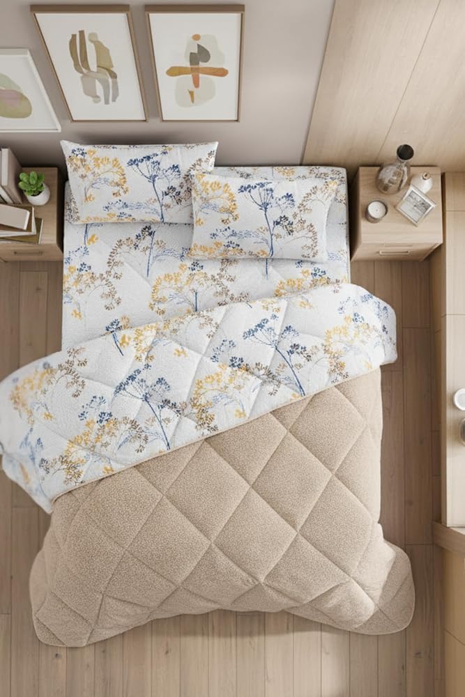 Nordelle Battal Boy Lüx Wellsoft Yorgan Çift Taraflı - 2 Adet Yastık Kılıflı Yorgan Seti 215x235 cm (Bej)