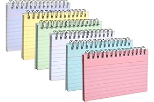 ZTVOWTO Pack de 6 Fiche Bistol Colorées Cartes de Révision Fiche de Révision pour Bureau école Apprentissage Mini Classeur Couverture Transparente Flashcard 6 Couleurs 12.5 * 8 cm