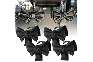 AMBEERT 4PCS Car Bag Hook, Car Hooks, Headrest Hooks, Car Seat Hooks for Headrest, Cute Bow Car Seat Headrest Hook for Car Bag Hook Hanger, Purse Umbrellas Bags (Black)