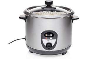 Tristar Cuociriso RK-6127, 1,5 litri, Funzione di mantenimento in caldo, Pentola elettrica per cottura lenta, Acciaio inossidabile