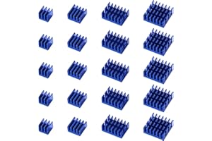 VooGenzek 20 PCS Aluminum Heatsink Cooling Fin Kit, Fin Heatsink Module, Heatsink with Heat-conducting, with Thermal Conductive Adhesive Tape, for Cooling Electronic Components, Blue