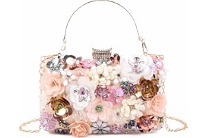 Fecialy Borse da sera con fiori colorati in metallo strass da sera pochette da cerimonia nuziale partito borse…