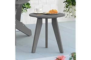 LUE BONA Table Basse Outdoor Ronde,Imperméable et Anticorrosion,HDPS Table d'appoint Ronde,Petite Tables de Jardin,pour Chambre à Coucher,Balcon,Jardin,Gray