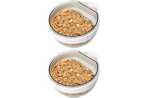 TOYHOOD 2pcs Transparent Cage Feeding Tray, Mini Pet Water Feeder, Hanging Bowl, D-shaped Food Plastic Cups for Parrots, Budgie, Cockatiel