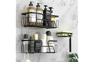 Kegii Etagère Douche sans Percage, Rangement Salle de bain, Etagere Salle De Bain Sans Percage Etagere De Douche Salle De Bain Accessoire Noir