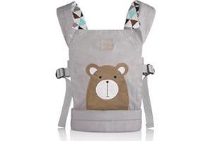 GAGAKU Puppentrage Baby Vorne und Hinten aus Baumwolle für Kinder, Braunbär